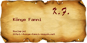 Könye Fanni névjegykártya